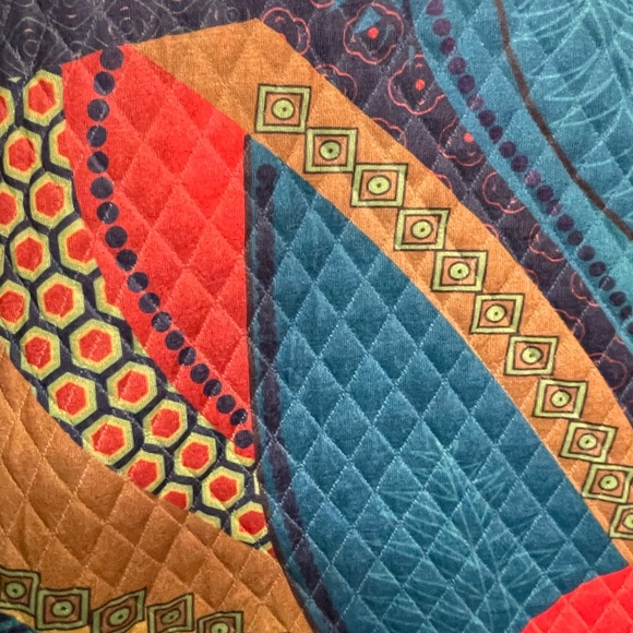 FLORYDAY Dress Quilted Mock Neck Midi Avant Garde Colorful Abstract Print Medium - Picture 9 of 12